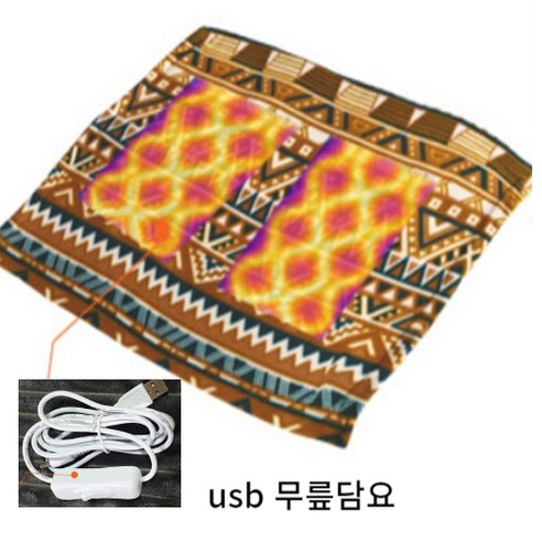 usb 무릎담요 전기 휴대용 카본 극세사, 아즈텍 그레이+아즈텍 그레이