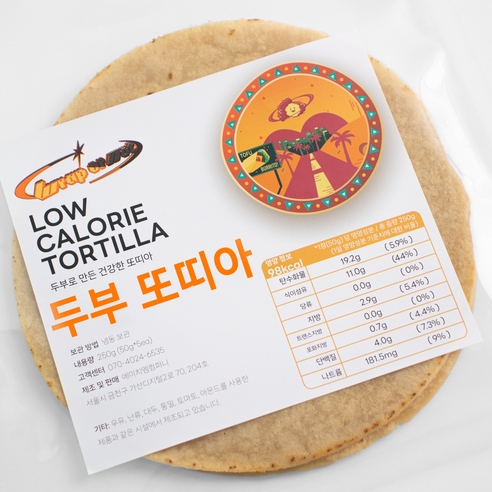 두부와 식이섬유로 만든 저칼로리 두부또띠아, 1개, 250g