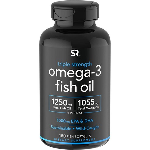 스포츠리서치 트리플 스트렝스 오메가-3 피쉬오일 1250mg 150 sg Sports Research Triple Strength Omega-3 Fish Oil 1250, 150정, 1개