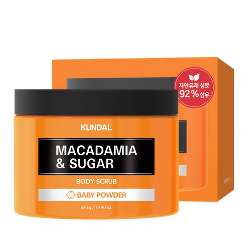쿤달 마카다미아 앤 슈가 바디스크럽 베이비파우더, 550g, 3개