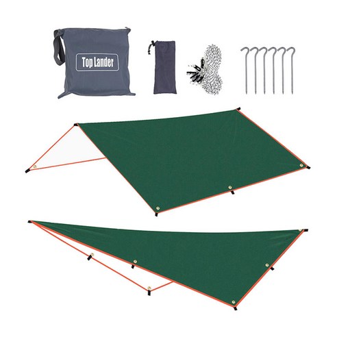 Ripstop 텐트 방수포 크고 강한 해먹 캐노피 캐노피 천막 대피소 양산 캠핑 텐트 커버 캐리 백 및 로프, 300x400cm, 폴리 에스터, 초록