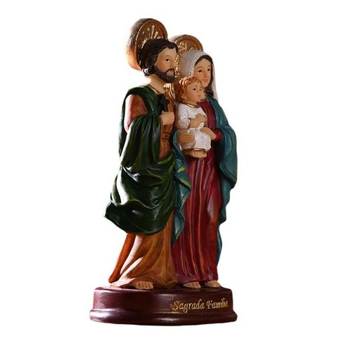 5.5 "성 가족 그리스도 동상 그림 입상 가톨릭 장식 장식, 수지, 여러 가지 빛깔의