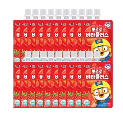 뽀로로 비타플러스 음료수, 40박스, 100ml, 딸기맛