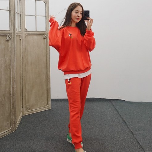 디즈니 리틀미키 자수 레이어드 맨투맨 조거 상하 트레이닝세트