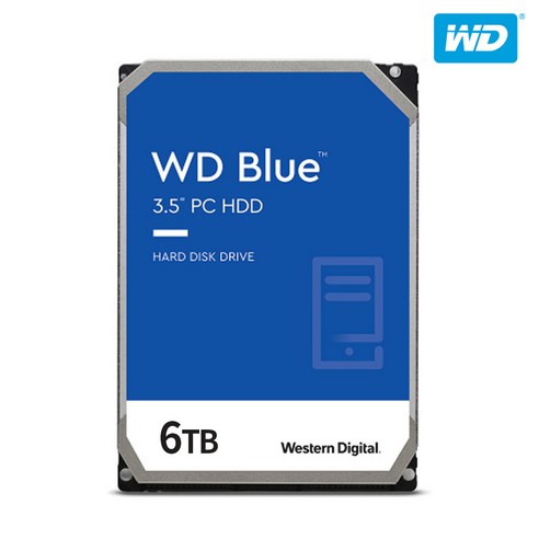 [공식판매점] WD BLUE HDD 3.5 하드디스크 6TB CMR (WD60EZAX), WD60EZAX