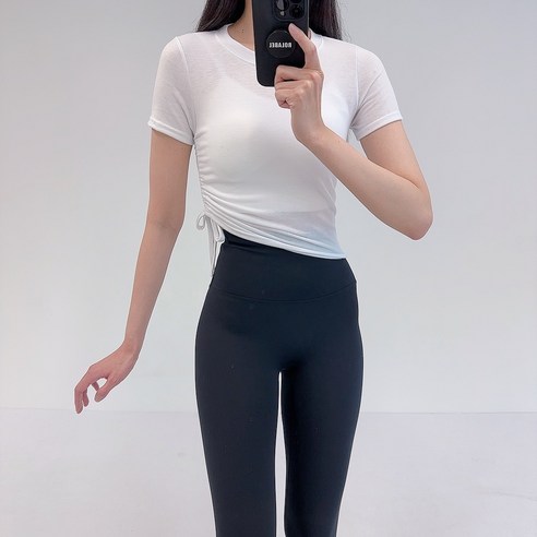 로라벨 퐁키 필라테스복 여성 요가복 필라테스 요가 상의 옷 커버업 운동복 탑 반팔 크롭
