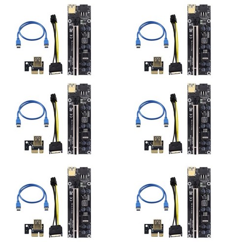 Retemporel 10개 VER009S 플러스 PCI-E PCIE 라이저 카드 009S PCI Express 어댑터 Molex 6Pin SATA-USB 3.0 케이블 1X 16X 익스텐더, 1개