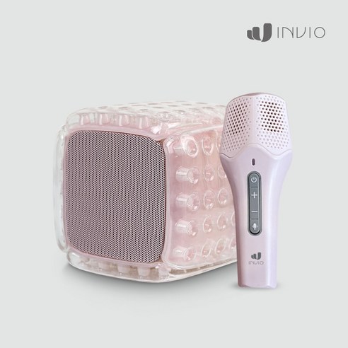 인비오 노래방 마이크 무선 블루투스 스피커 방수기능 INVIO AIR 등산 캠핑스피커, 핑크(마이크 포함)
