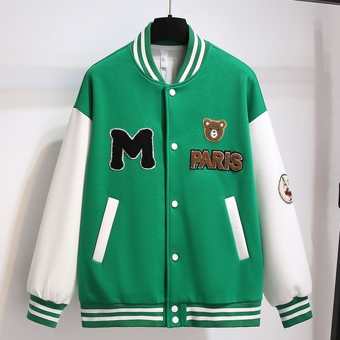 YAPOGI 녹색 야구복 여성 트렌디 코트 이른 봄과 가을 2022 새로운 느슨한 탑 아메리칸 레트로 자켓