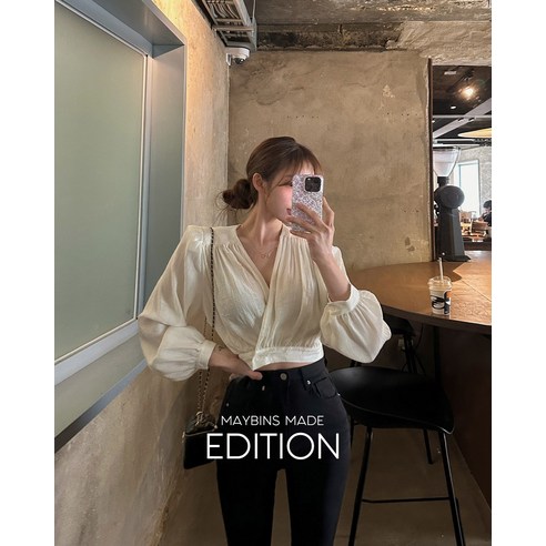 [메이빈스]미든 랩 블라우스 멜본