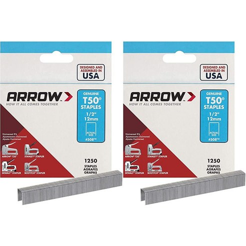 Arrow Fastener 508 정품 T50 1.3cm(1/2인치) 스테이플 2팩 Best Top5