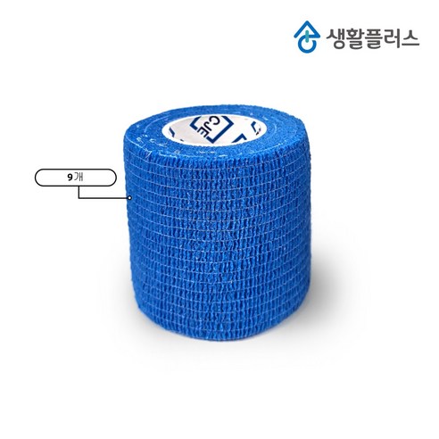 생활플러스 자가점착 탄력 밴드 5cm, 블루, 9개