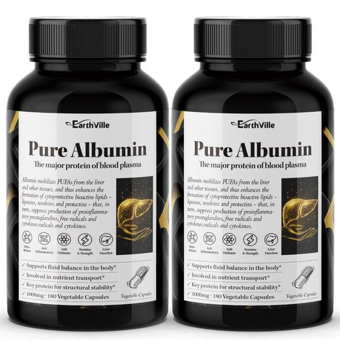 어스빌 퓨어 알부민 먹는알부민 고함량 단백질 골드 영양 1000mg, 180정, 2개
