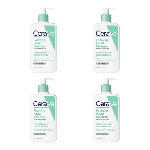 세라비 포밍 페이셜 클렌저 오일 컨트롤 노멀 투 오일리 스킨, 355ml, 4개
