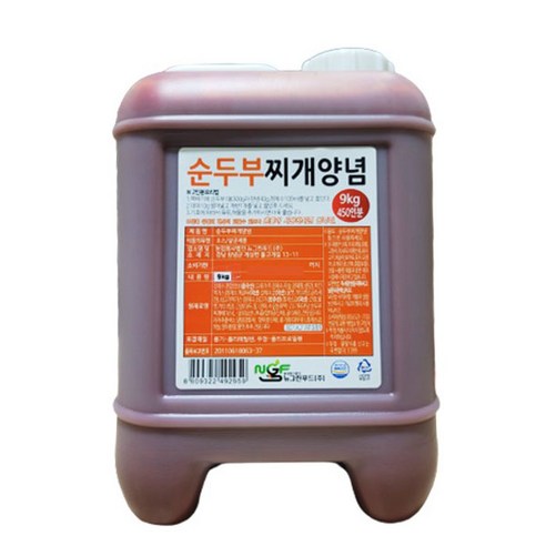 [OKㅣ강추] 뉴그린 순두부찌개양념장 9kg 업소용 대용량 전문점용 [OKNOWㅣ추천상품]