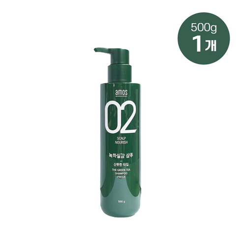 아모스 02 녹차실감 샴푸 500g 지성용 신형, 1개