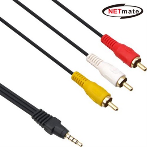 NETmate 3.5mm 스테레오 to RCA 3선 케이블 3m, 본상품선택 auxtorca