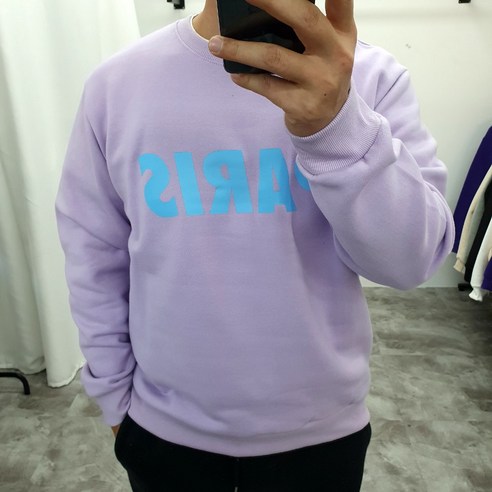 제이 남여공용 파리 프린팅 기모 맨투맨