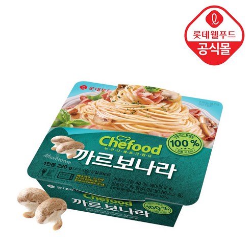 쉐푸드 까르보나라 냉동 스파게티, 220g, 8개