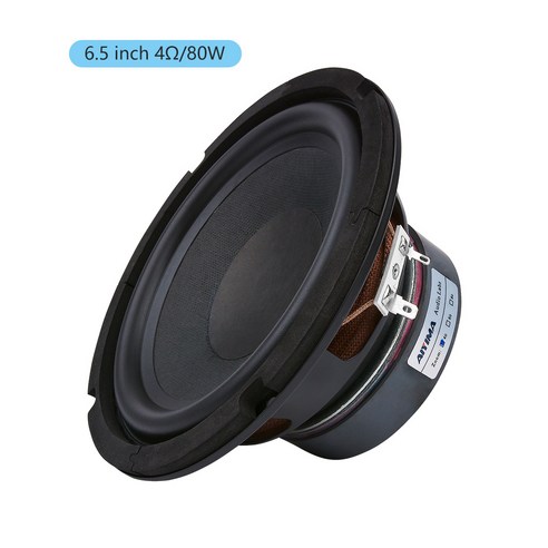 AIYIMA 6.5인치 80W 서브우퍼 스피커 드라이버 4옴/8옴 하이피 오디오 우퍼 책장 라우드스피커 DIY 홈시어터 시스템, 4옴 스피커