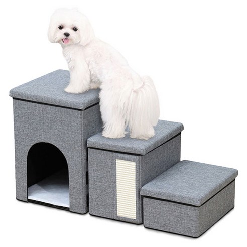 LINSHU 접이식 수납 강아지 계단 펫하 우스 논슬립 계단