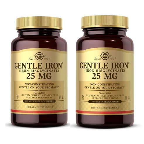 Solgar Gentle Iron 솔가 젠틀 아이언 철분 25mg 180베지캡슐 2팩, 180정, 2개