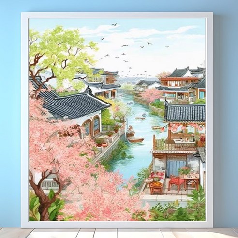 슈슈보석십자수 즐거운 취미 중형 40X50 패브릭형, 옛풍경, 1개