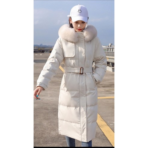 후드 퍼 벨트 롱 패딩 후드털벨트롱패딩