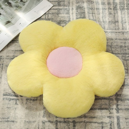벨벳 꽃 방석 홈 소파 방석 부드럽다 데이지 사무실 의자 방석, 노랑, 황색, 45*45cm