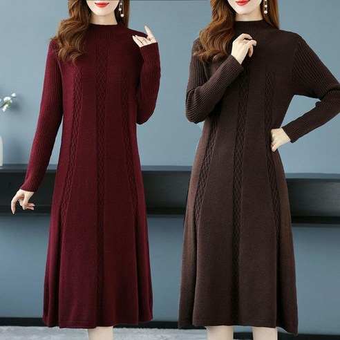 여성을 위한 특대 긴 스웨터 드레스 2022 가을 새로운 패션 빈티지 패치 워크 격자 무늬 패턴 하프 하이 칼라 풀오버 Vestidos