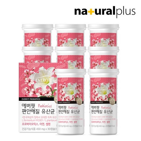 에버핏 편안해질 유산균 프로바이오틱스 450mg 30캡슐, 30정, 2개