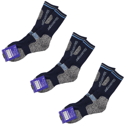 [슬레진저] 남성용 이중바닥 쿠션 신소재 장목 등산양말 3족 세트, 빨검 3p, 1개