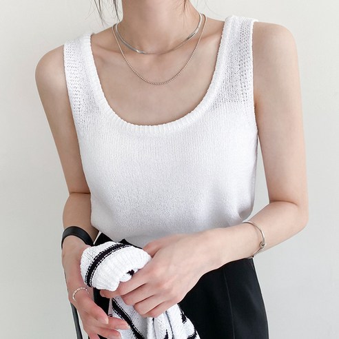 아모르데이 여성용 넬라니트 레이어드 슬리브리스 나시 기본 베이직 — 아모르데이 여성용 넬라니트 레이어드 슬리브리스 나시 기본 베이직 제품 나시니트