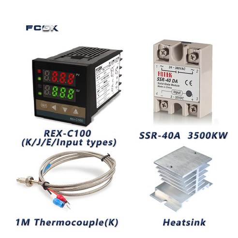 REX-C100 PID 온도 컨트롤러 디지털 온도 조절기 출력 40A SSR K 타입 열전대 220V 400 도, 2) B Set 2 SSR Output - 100-24
