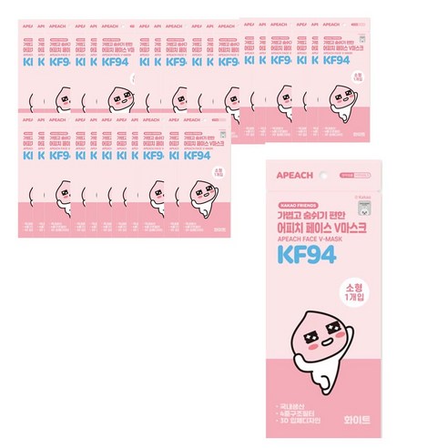카카오프렌즈 어피치 페이스 브이마스크 소형 KF94, 30개, 1개입