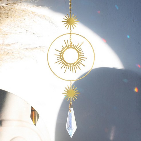 FREELIFE 장식 현관종 도어벨 풍경종 인테리어 소품 매단 장식물 크리스탈 윈드 차임 OA-881, gold M01027-286