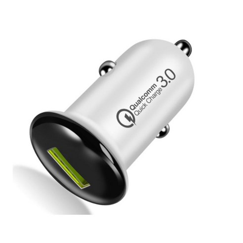 Usb 자동차 충전기 qc3.0 단일 포트 자동차 충전기, 흰색과 검은 색