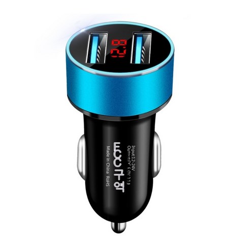 qc3.0 스마트 디지털 충전기 듀얼 USB 차량 충전 2.4 차량용 고속 충전기, 블루 3.1a [opp 가방]