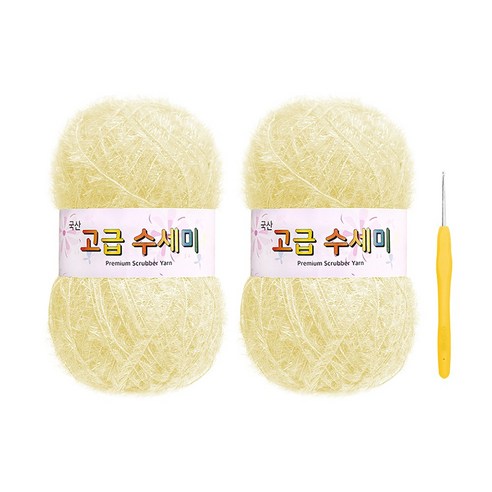 울클럽 별꽃수세미 DIY 고급수세미실 2볼 + 코바늘 6호 (동영상제공), 136옐로우아이보리