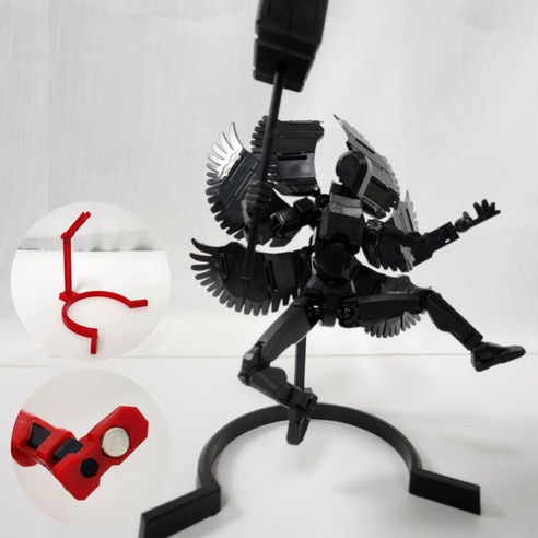 [착착붙는] 아느캐 DIY 3D 날개달린 관절피규어 액션피규어 조립블록, 블랙, 1개