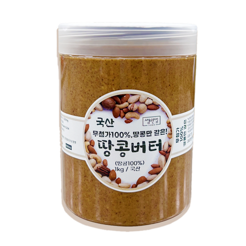 국산 100% 땅콩버터 프리미엄 1kg 무첨가 잼 땅콩잼 피넛, 1개