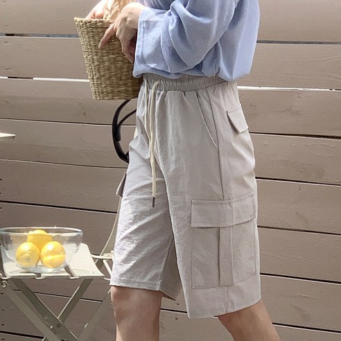 앤샵 카고 5부 반바지 팬츠 여성 여름 생트 밴딩 5부(2color)