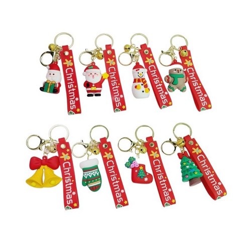 크리스마스열쇠고리 자동차키링 가방고리 에어팟키링 선물세트 8개1세트, 크리스마스열쇠고리8개 1세트