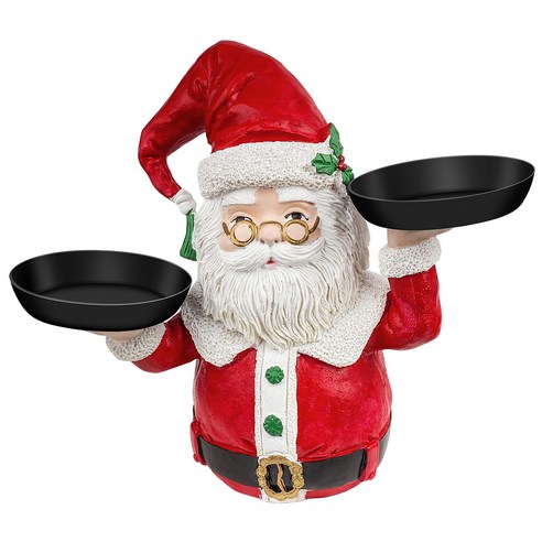 Teefly 크리스마스 눈사람 치료 홀더 산타 지주 트레이 과일 그릇 랙 수지 홈 파티 음식 스낵 보관, 1,