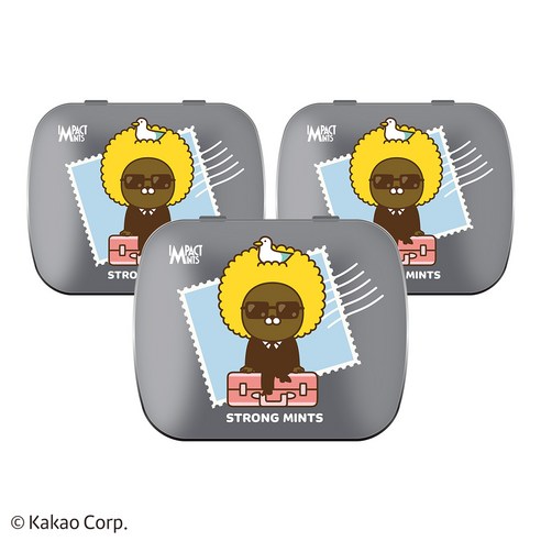 카카오 프렌즈 민트 캔디 스트롱민트 임팩트 무설탕 사탕, 3개, 15g