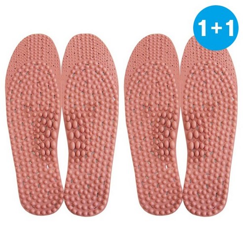 (주)에이스샵_1+1 지압깔창 국내생산 240mm~280mm 재단 남여공용 프리사이즈 2세트 깔창 발지압, 지압깔창(황토)2개, 1개