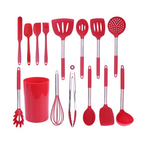 15Pcs 주방 가제트 조리기구 식기 세척기 안전 Nonstick 방지 주방 도구 조리기구 튀김 주방 액세서리 세트, {"색상":"빨간색"}, {"사이즈":"기타"}, {"수건소재":"스테인레스 스틸"}