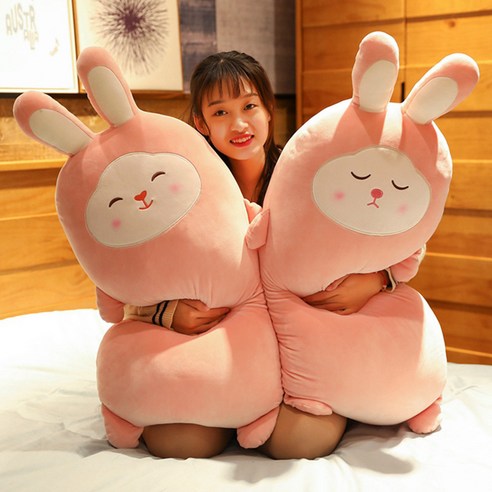 토끼 모찌 바디필로우 인형 안고자는 베개 대형쿠션, 자는얼굴
