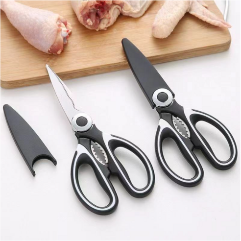 리고네 주방 스텐가위 뼈 생선 고기 채소 견과류 다 컷팅 가능한 스텐 주방가위, 검정, 1개