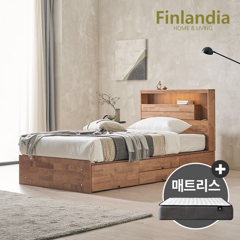 안락함과 실용성을 더하다: 핀란디아 넬슨 LED 원목 수납침대 슈퍼싱글 SS 핀란디아침대
